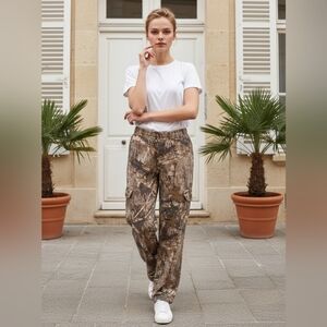 Camo Cargo Pants Unisex Tie at Bottom of Legs M/L (see pics)  Unbranded